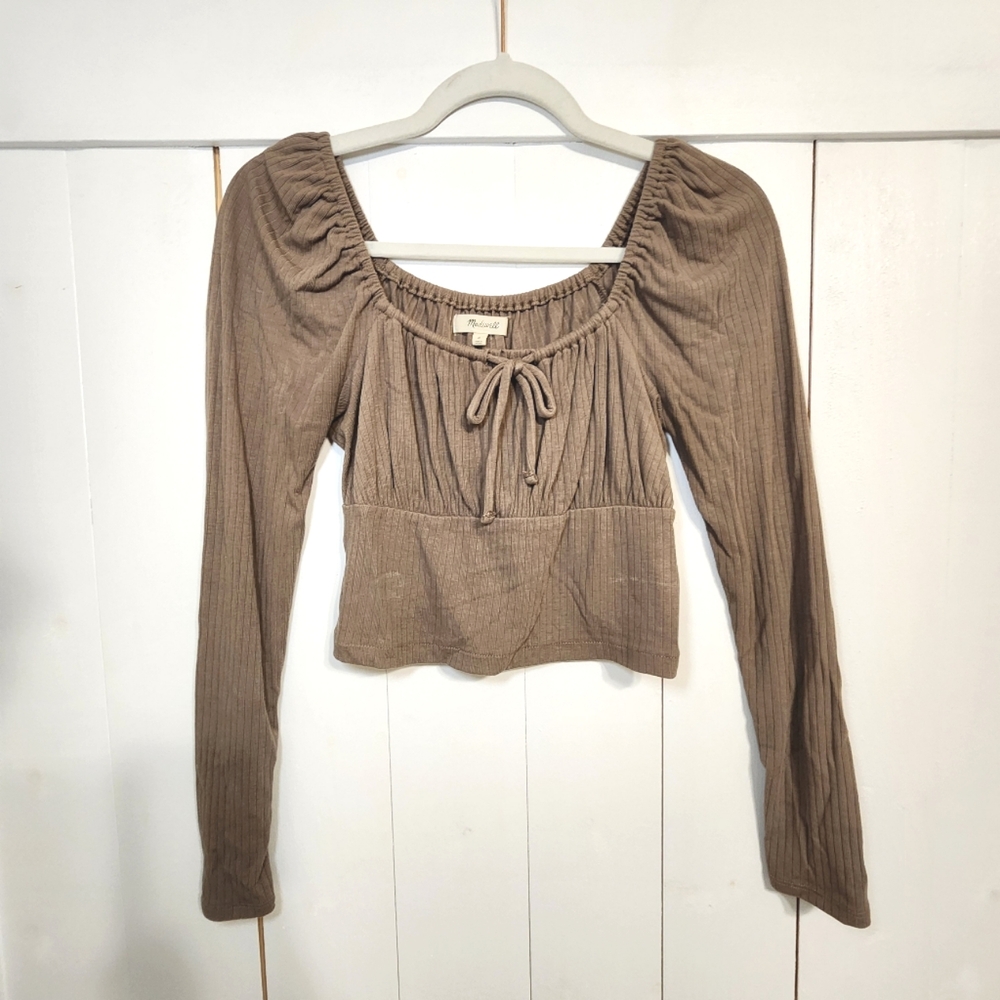 Madewell Ribbed Square-Neck Long-Sleeve Top